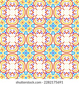 Geometric vector in baroque style. Damask floral ornament background. Simple decoration art for ceramic tile pattern. Seamless vector in vintage tiles design.