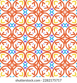 Geometric vector in baroque style. Damask floral ornament background. Simple decoration art for ceramic tile pattern. Seamless vector in vintage tiles design.