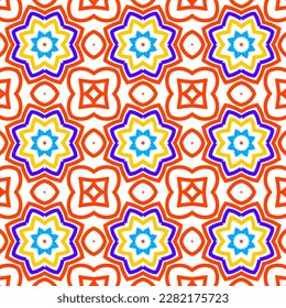 Geometric vector in baroque style. Damask floral ornament background. Simple decoration art for ceramic tile pattern. Seamless vector in vintage tiles design.