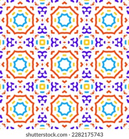 Geometric vector in baroque style. Damask floral ornament background. Simple decoration art for ceramic tile pattern. Seamless vector in vintage tiles design.