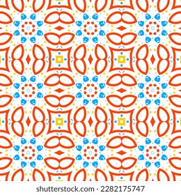 Geometric vector in baroque style. Damask floral ornament background. Simple decoration art for ceramic tile pattern. Seamless vector in vintage tiles design.