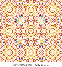 Geometric vector in baroque style. Damask floral ornament background. Simple decoration art for ceramic tile pattern. Seamless vector in vintage tiles design.