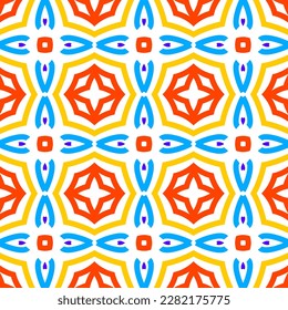 Geometric vector in baroque style. Damask floral ornament background. Simple decoration art for ceramic tile pattern. Seamless vector in vintage tiles design.