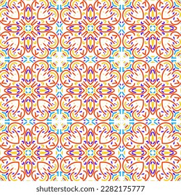 Geometric vector in baroque style. Damask floral ornament background. Simple decoration art for ceramic tile pattern. Seamless vector in vintage tiles design.