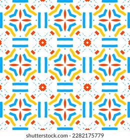 Geometric vector in baroque style. Damask floral ornament background. Simple decoration art for ceramic tile pattern. Seamless vector in vintage tiles design.