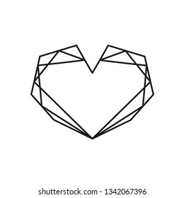 Geometric vector black heart shape frame with place for text. Love icon for greeting card or wedding, Valentines day, tattoo, print. Vector calligraphy illustration isolated on a white background