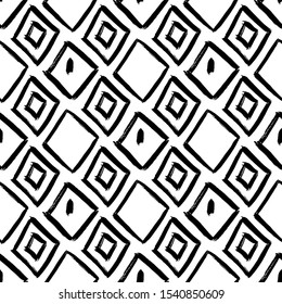 Geometric vector black and white seamless pattern. Decorative illustration, good for printing. Vector seamless pattern.