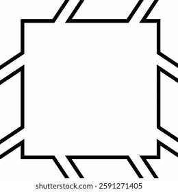 a geometric vector border with bold, angular lines forming an abstract frame around a central empty space.