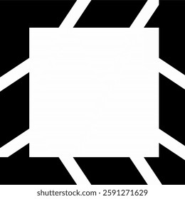 a geometric vector border with a bold black-and-white contrast.