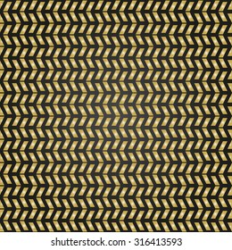 Geometric vector brown pattern with golden triangles. Seamless abstract background