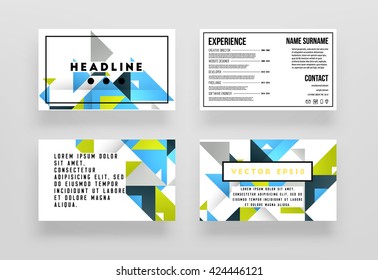 Hintergrundbilder für geometrische Vektorkarten. Dreiecksmuster. Flaches Design.