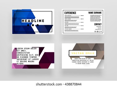 Geometric Vector Business Cards Backgrounds Set. Triangles Pattern. Flat Style Design