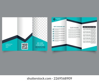 Geometric vector business trifold brochure brochure flyer template flat design set