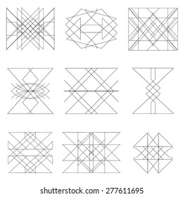 Geometric vector characters. Attributes for business graphics design in the style of a stack.