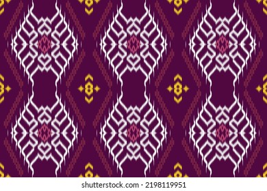 Geometric vector Colorful ikat pattern in vintage style. The most intricately patterned fabrics. pattern textiles that employ resist dyeing on the yarns prior to dyeing and weaving the fabric.
