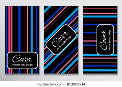 Geometric vector cover band design. Colorful strip on black background layout for corporate purpose. Contrast cover for header page of leaflet.