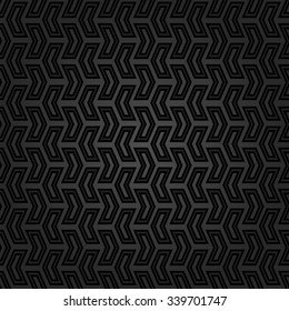 Geometric vector dark pattern with black elements. Seamless abstract background