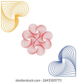 A geometric vector design featuring abstract heart-shaped line patterns in a balanced triangular composition.