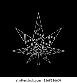 Geometric Vector Design Of Marijuana Leaves, Simple Leaf Shape Outline