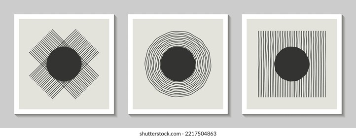 Geometric vector design for wall decoration, cover, brochure and wallpaper. Trendy, hand painted abstract minimalist modern art creative artistic composition in eps 10