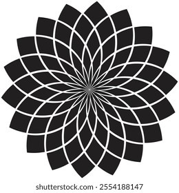 geometric vector elements of circles forming a flower with smooth black color