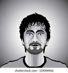 Geometric vector face with blue eyes