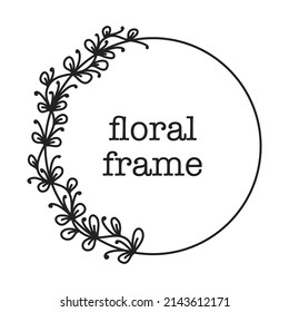 Geometrisches Vektorfloralbild. Die Grenze ist mit handgezeichneten Blumen, Ästen, Blättern, Blüten geschmückt. Vektorgrafik
