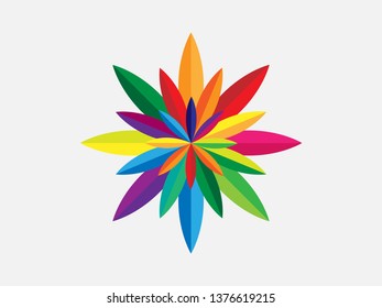 Geometric vector flower made from colorful geometric on white background.