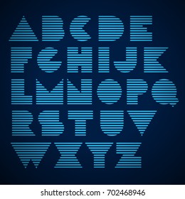 Geometric vector font. Letters on the tv screen