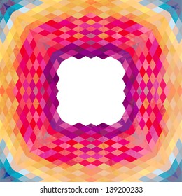 Geometric vector frame of geometric shapes. Colorful mosaic banner. Geometric hipster retro background with place for your text. Retro triangle background