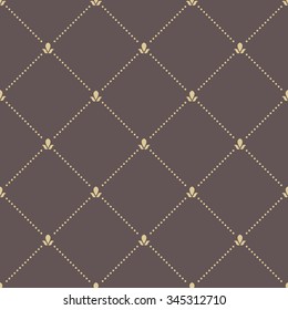 Geometric vector golden ornament with diagonal dotted lines. Seamless abstract modern pattern