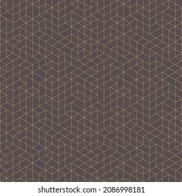 Geometric vector grid. Seamless brown and golden abstract pattern. Modern background