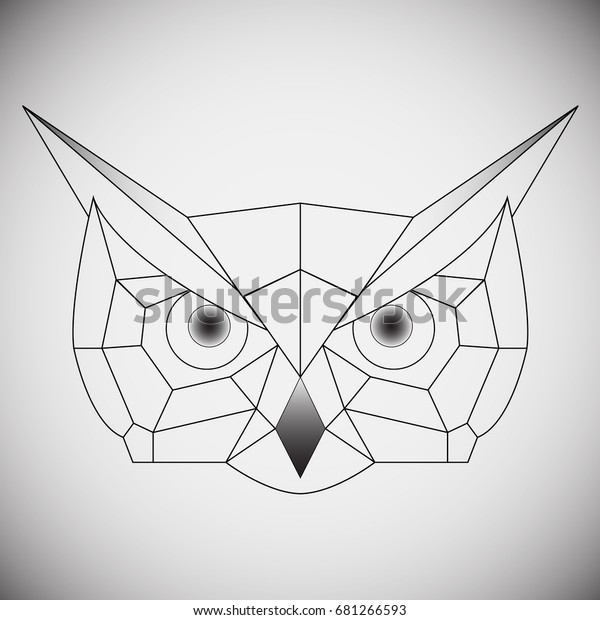 Geometric Vector Head Owl Drawn Line Stock Vector (Royalty Free ...