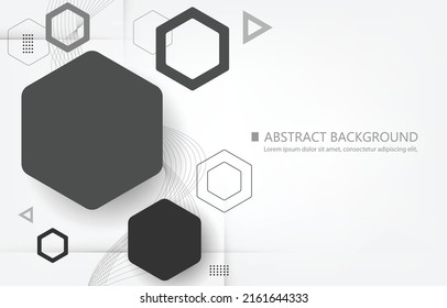 Geometric vector hexagon shape white abstract background