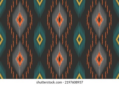 Geometric vector ikat based on ikat fabric style. Vector illustration. bind or to tie off. This refers to the tie-dyeing method used to give textiles their unique vibrancy of design and color.