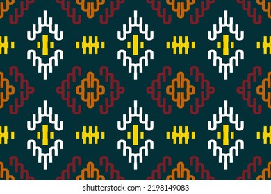 Vector geométrico ikat bordado folk abstracto arte ondulado japonés. Los tejidos con patrones más complejos. tejidos de patrón que emplean resistencia al teñido en los hilados antes del teñido y tejido de la tela