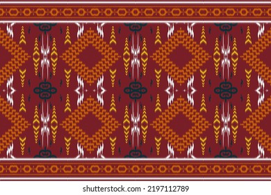 Geometric Vector Ikat Pattern. Ethnic Pattern Native Filipino Border Design, Folk Embroidery, Mexican Style. Ikat Aztec Art Ornament Print.Design For Carpet, Wallpaper, Clothing, Wrapping, Fabric, Rug