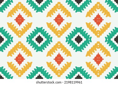 Geometric vector ikat pattern Seamless geometric vintage texture. The most intricately patterned fabrics. pattern textiles that employ resist dyeing on the yarns prior to dyeing weaving the fabric.