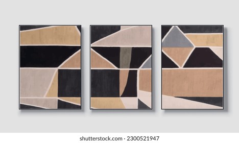 Geometric vector illustration. Abstract art painting, hand drawn minimalist image, wall art for poster, card, wallpaper, modern artwork