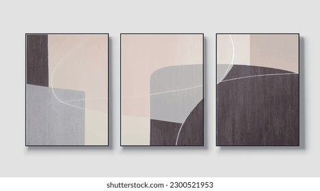 Geometric vector illustration. Abstract art painting, hand drawn minimalist image, wall art for poster, card, wallpaper, modern artwork