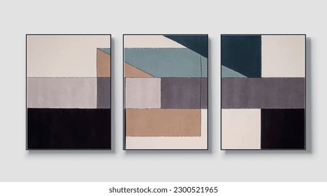 Ilustración vectorial geométrica. Resumen de pintura artística, imagen minimalista dibujada a mano, arte mural para afiches, tarjetas, papel pintado, arte moderno