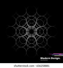 Geometric vector illustration. Black and white template.