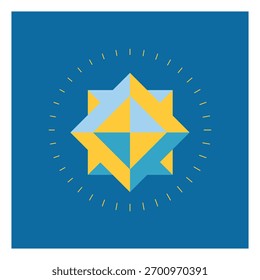 Geometric vector illustration of a compass with a blue background.