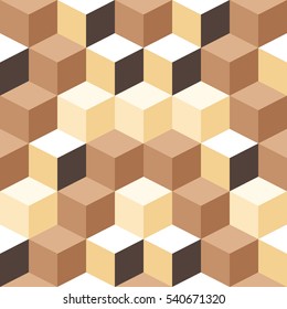 Geometric Vector illustration. Flat Colorful Cube Background. Cubic Abstract Seamless Pattern