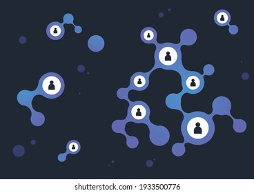 Geometric vector illustration with line and dots.