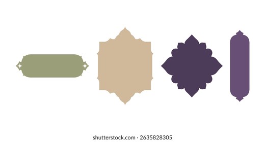 Ilustração de Vetor Geométrico de Quadros Ornamentais Definidos para Projetos de Design Islâmico