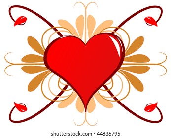 A geometric vector illustration with red gold hearts on a geometric background, useful for love,romance,valentines day