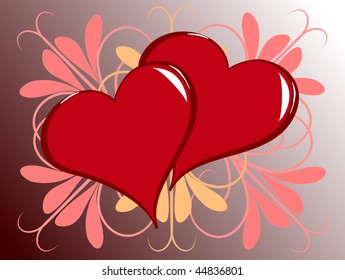 A geometric vector illustration with red gold hearts on a geometric background, useful for love,romance,valentines day