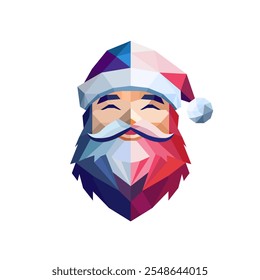 Geometric vector illustration of Santa Claus in a festive hat on a white background