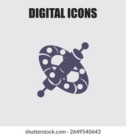 Geometric vector illustration of a satellite icon for use in a digital design representing technology and space exploration
